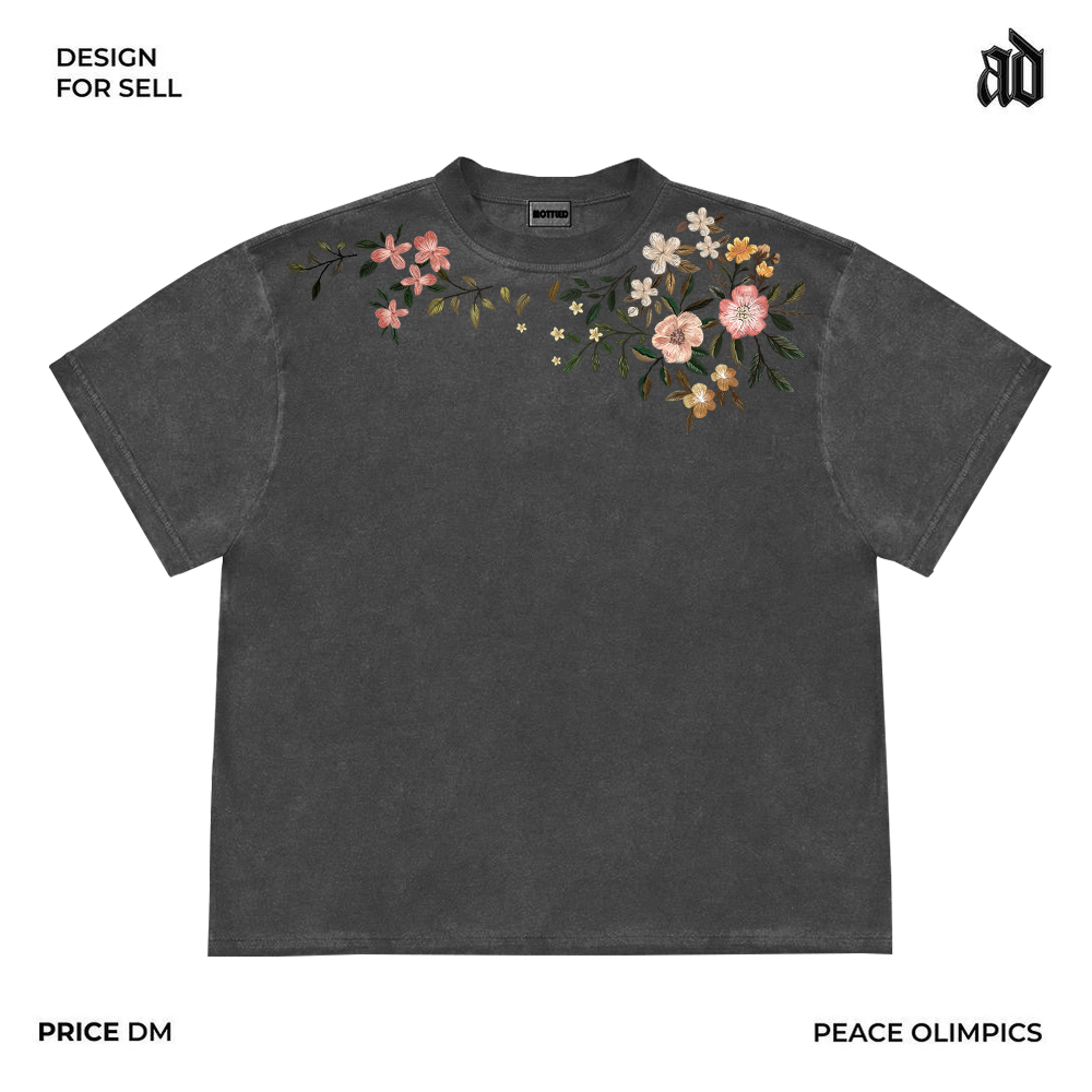 Only do cost-effective things! Literary floral branches, design sense, American youth, lazy style, loose short-sleeved T-shirt