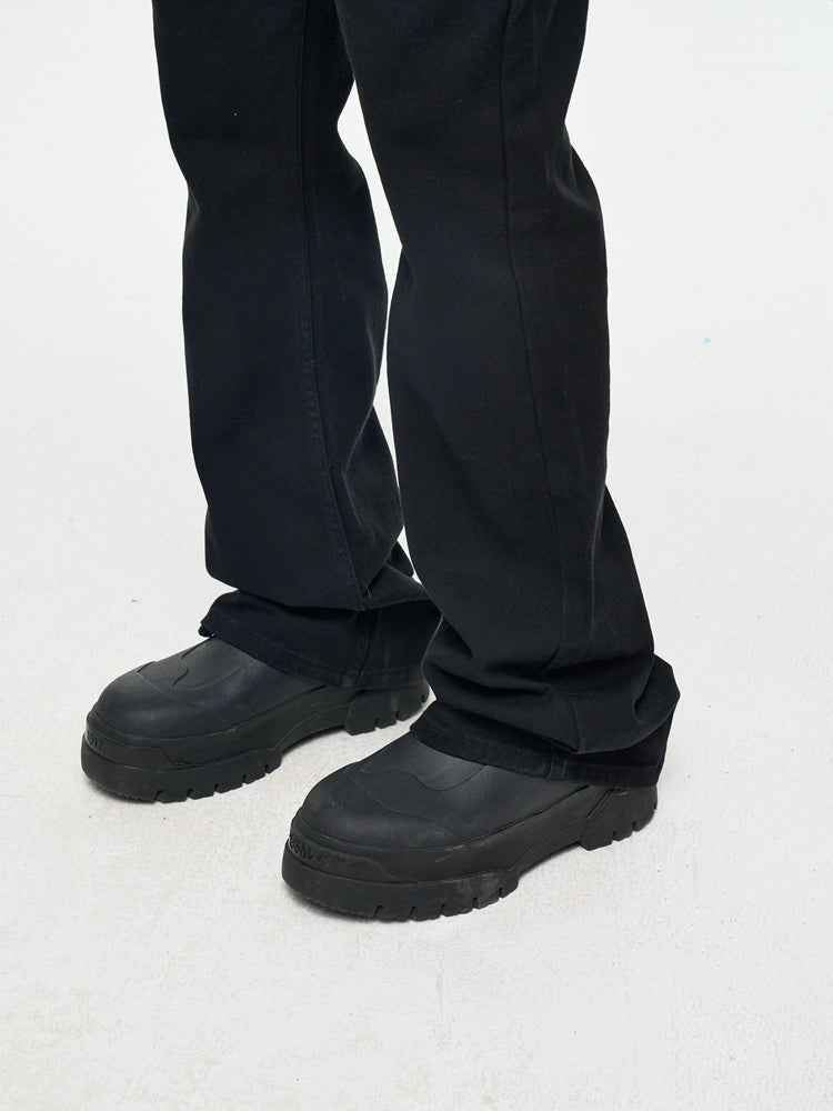 Untold Pure Black Micro Flare Jeans