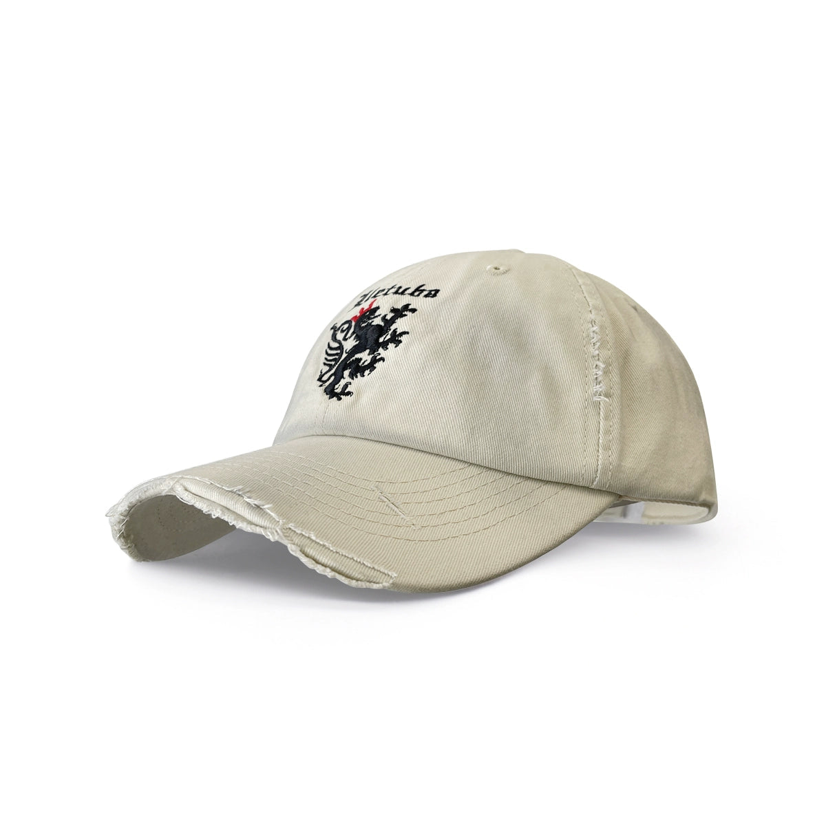 Distressed Embroidered Military Cap