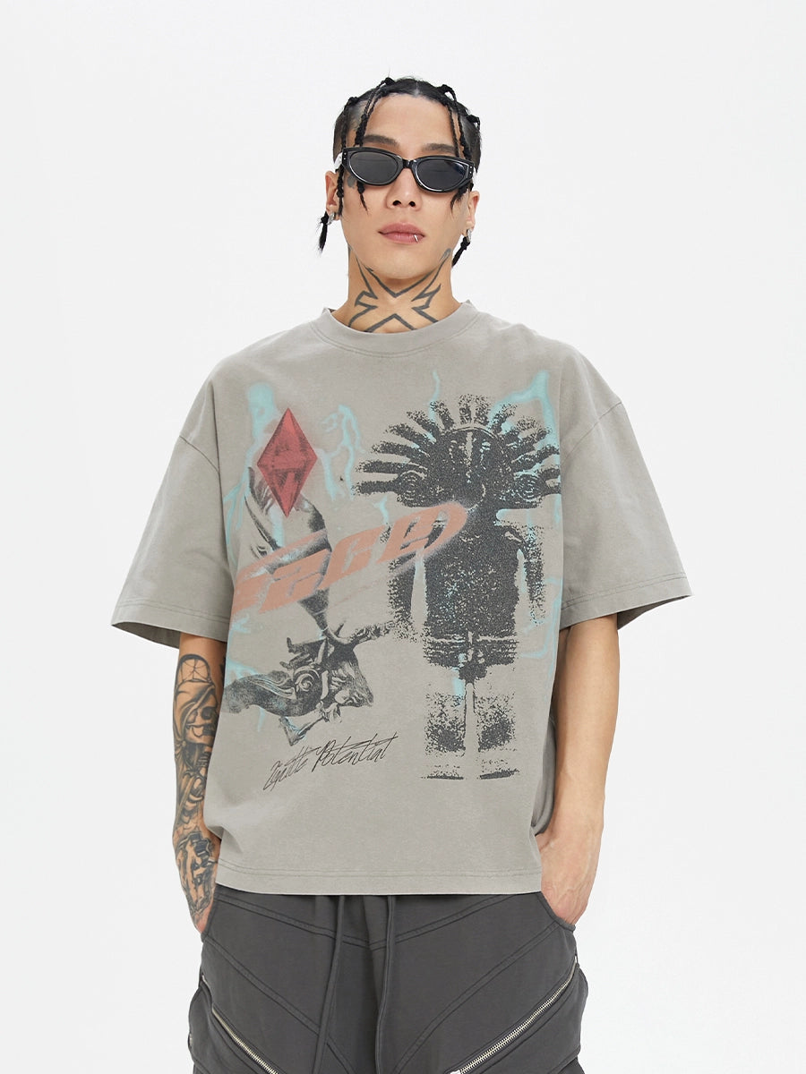 F2CENTER Retro Graphic Print Tee