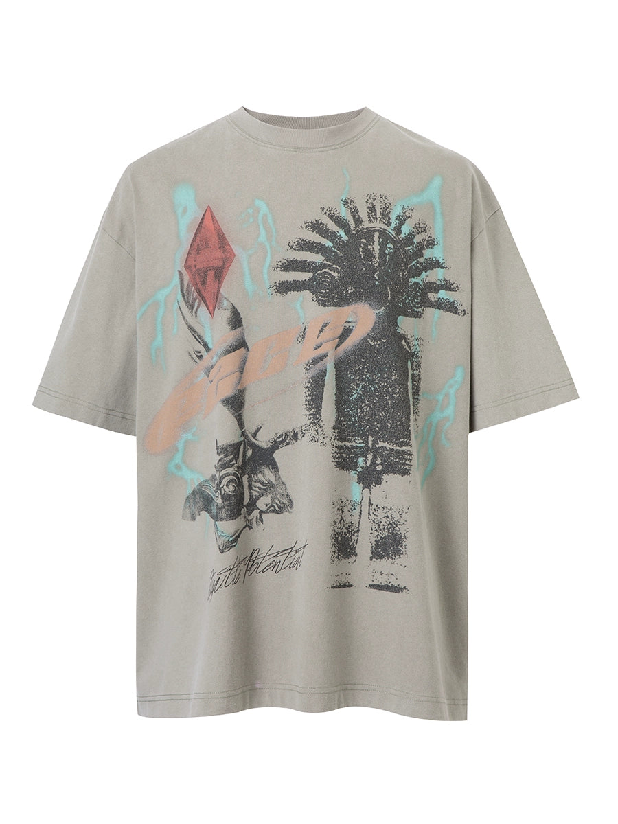 F2CENTER Retro Graphic Print Tee