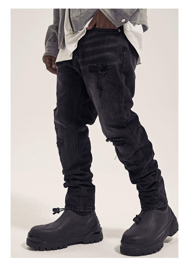 Untold Retro Grind-Washed Slim Ripped Jeans