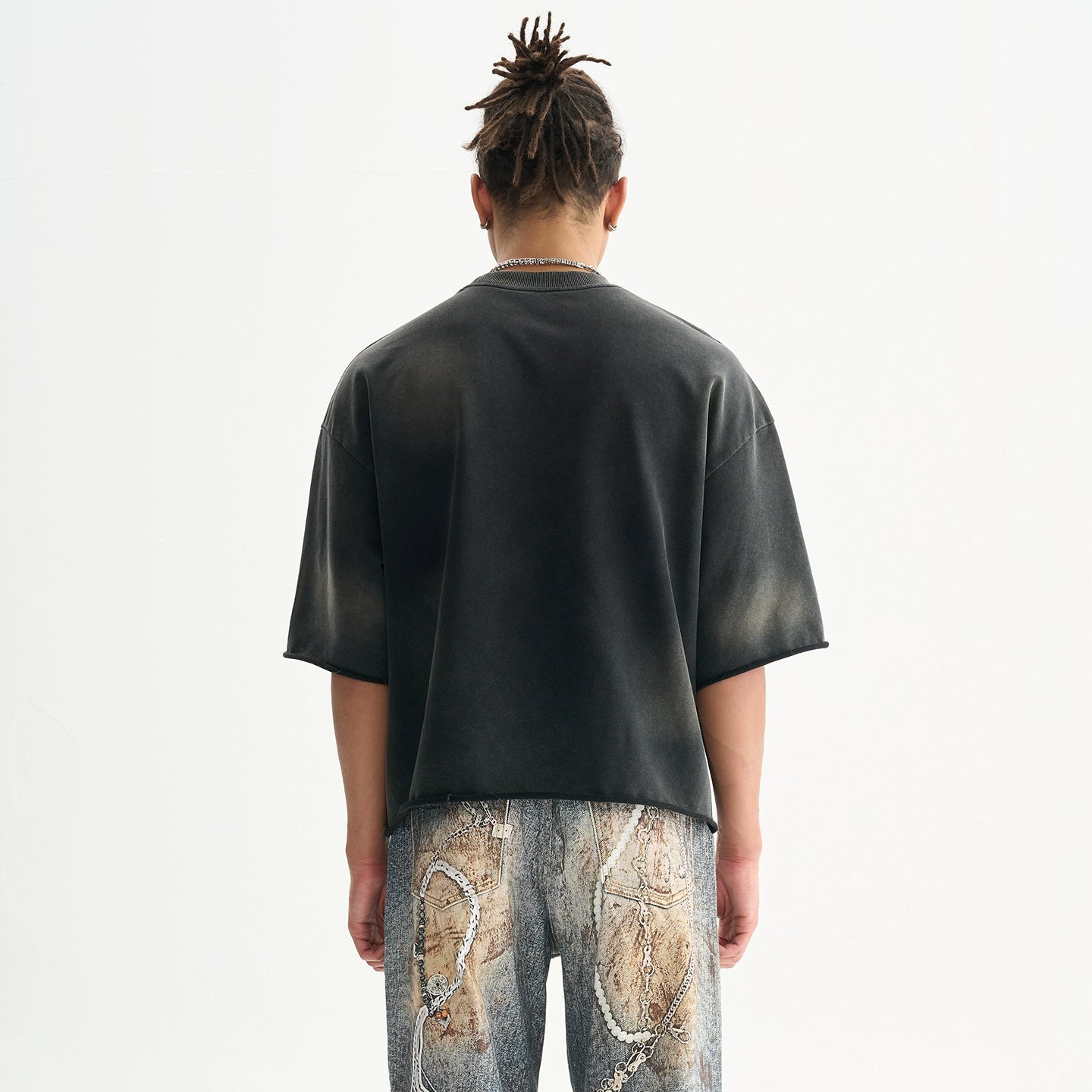 Galaxy Print Distressed Heavyweight T-Shirt