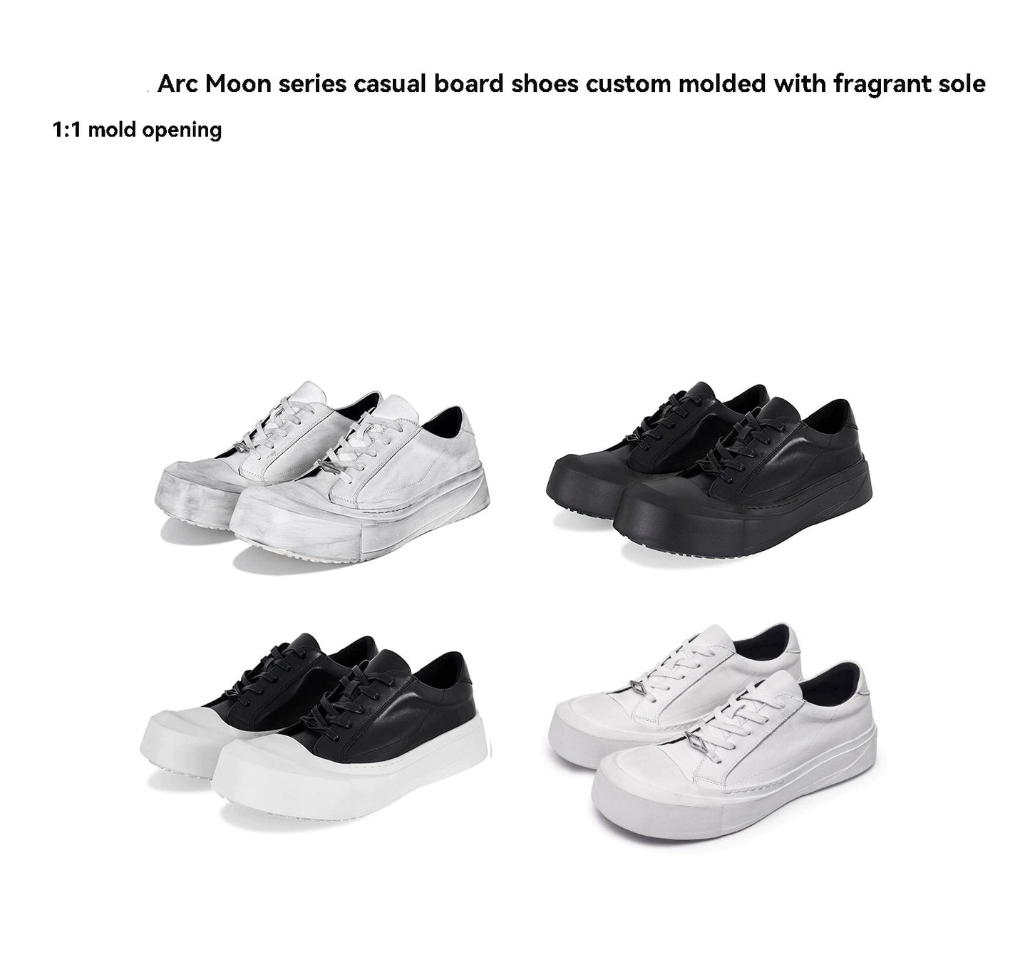 Arc Moon Cowhide Dirty White Board Shoes