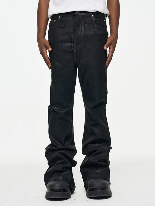 Micro Elastic Waxed Flare Pants