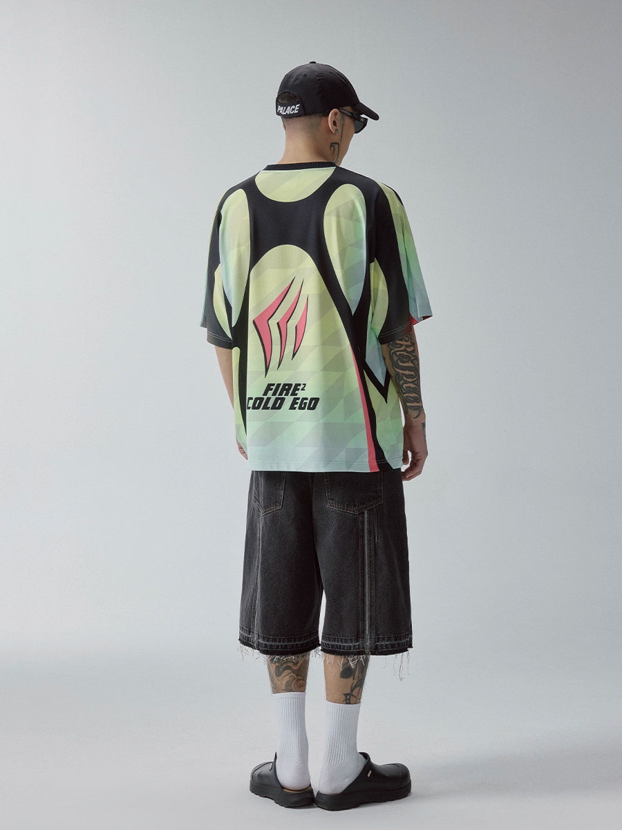 Contrasting Printed Racing Jersey