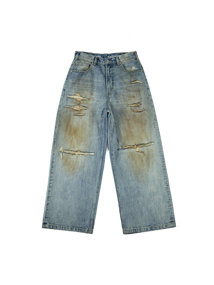 Distressed Ripped Baggy Denim Jeans