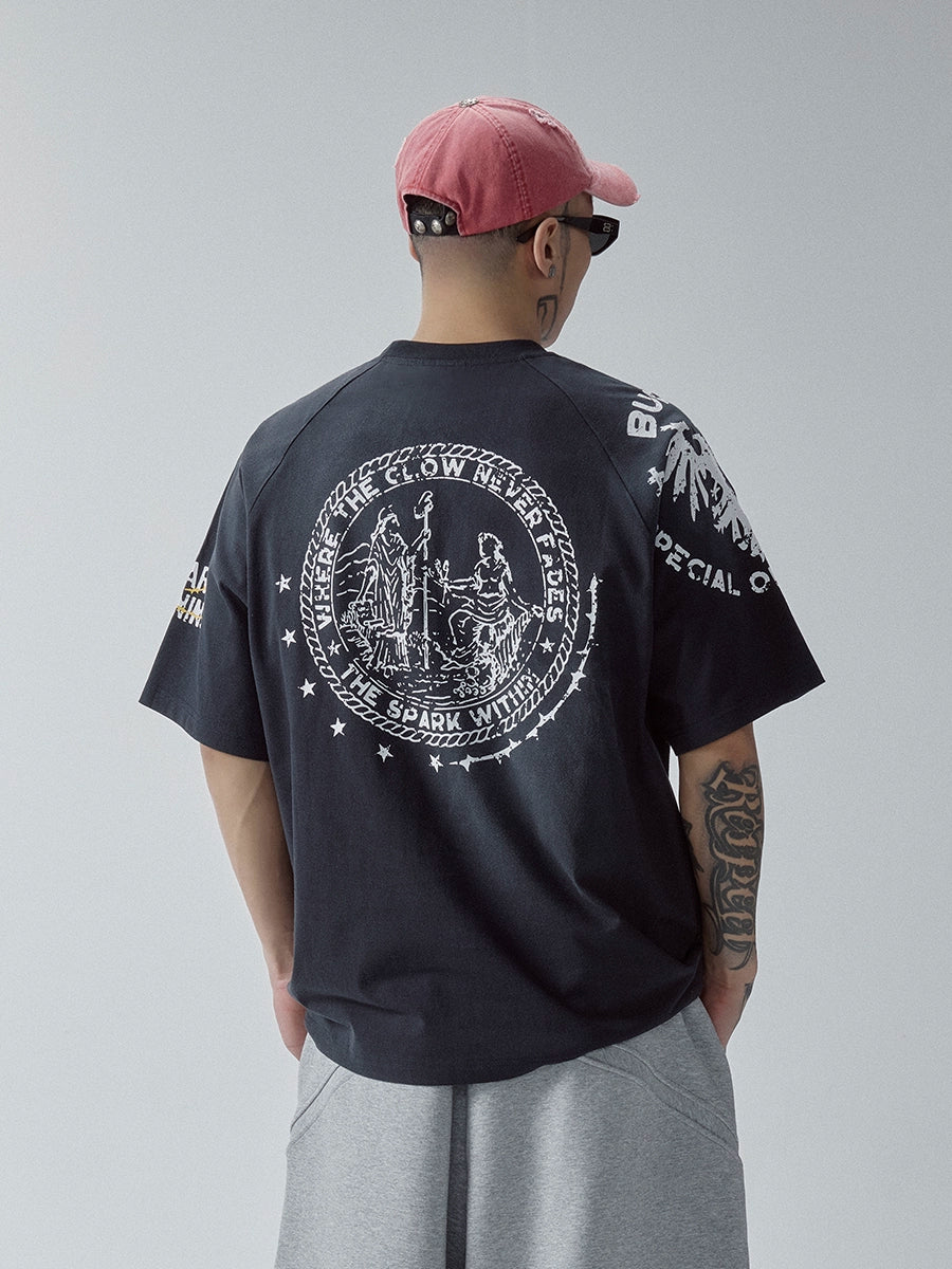 Washed Gradient Distressed Tee