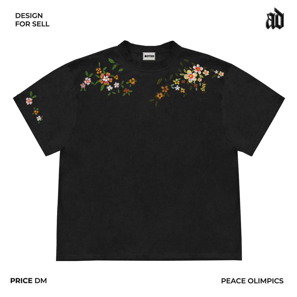 Only do cost-effective things! Floral design sense niche chic American vintage loose pullover short sleeve T-shirt