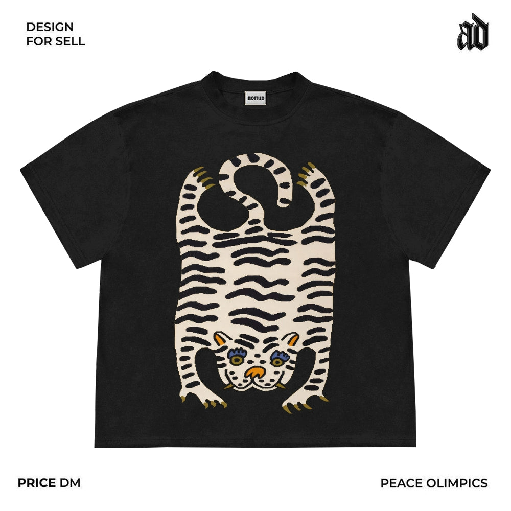 Mottled's mottled designer studio, American heavyweight artist series, illustrations, short-sleeved, niche dropped shoulders
