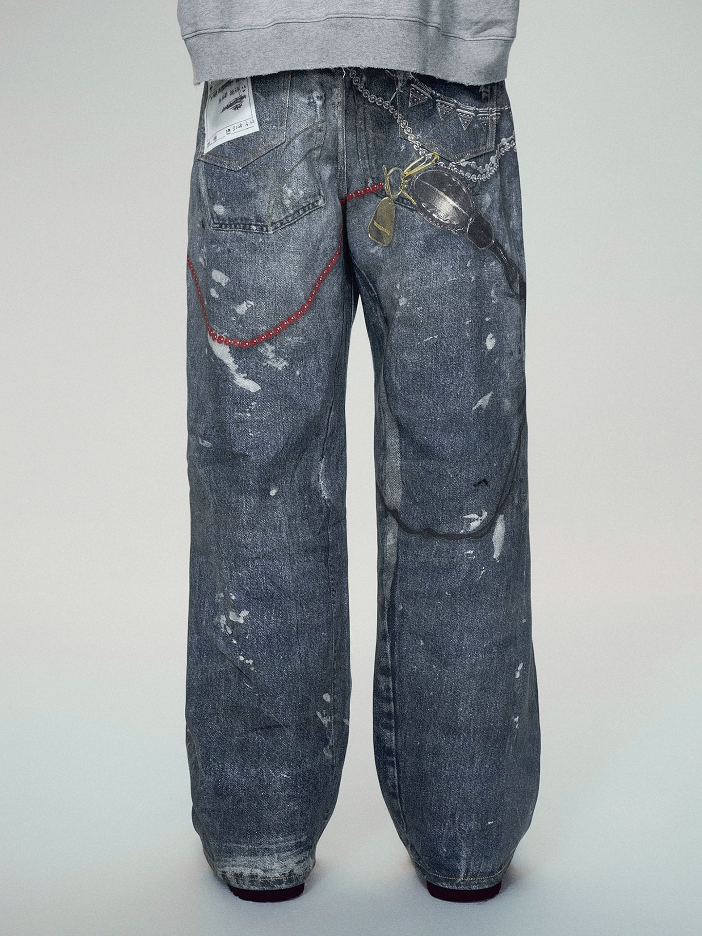 Premium Untold Graffiti Distressed Baggy Jeans