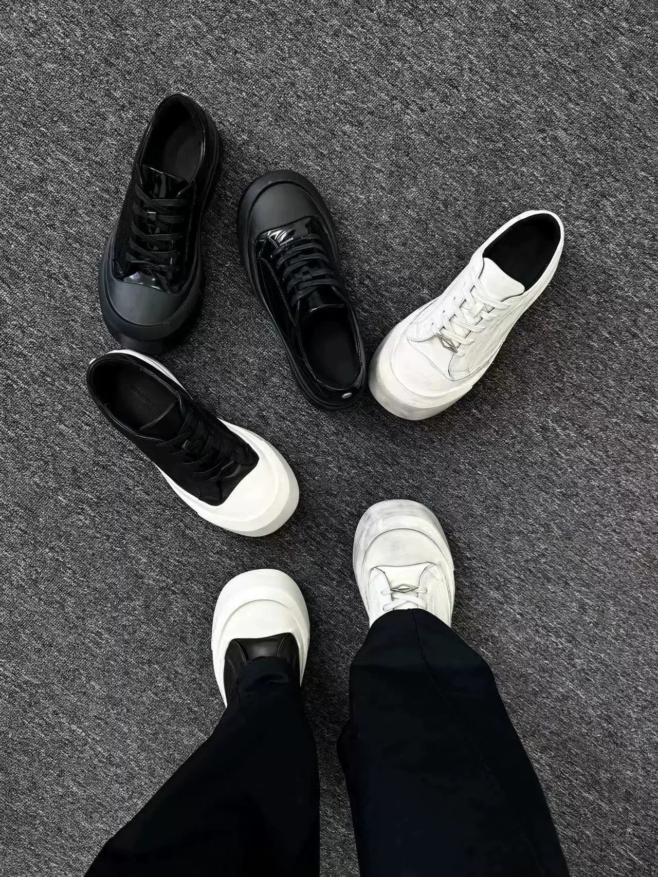Arc Moon Cowhide Dirty White Board Shoes