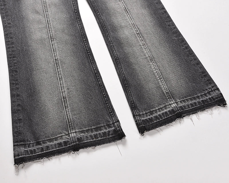 Untold Washed Distressed Flared Jeans