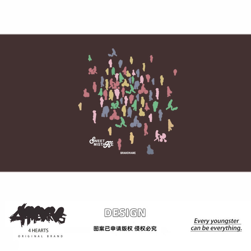 4 HEARTS潮牌美式复古oversize短袖t恤女夏季设计感色彩缤纷上衣
