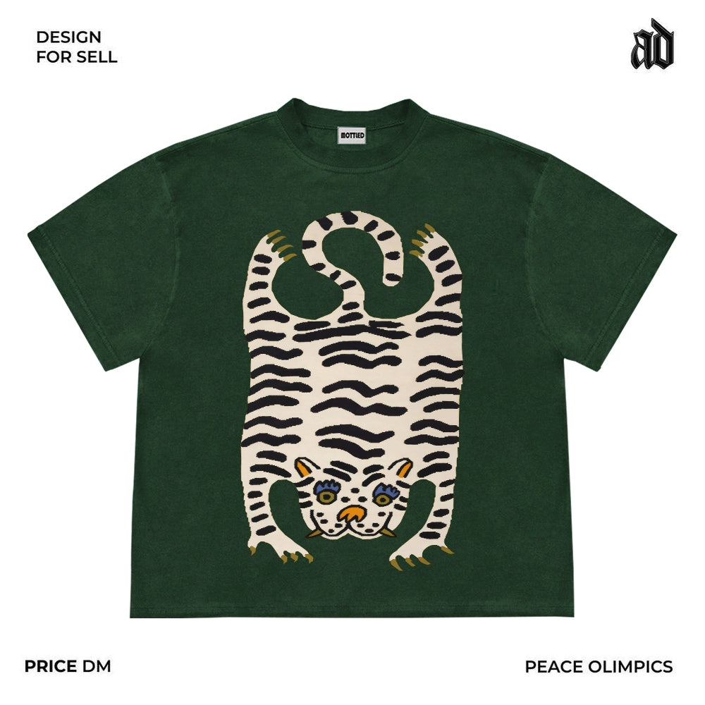 Mottled's mottled designer studio, American heavyweight artist series, illustrations, short-sleeved, niche dropped shoulders