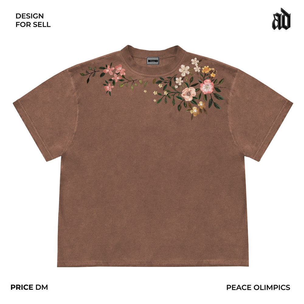 Only do cost-effective things! Literary floral branches, design sense, American youth, lazy style, loose short-sleeved T-shirt