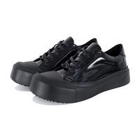 Shiny black leather shoe size
