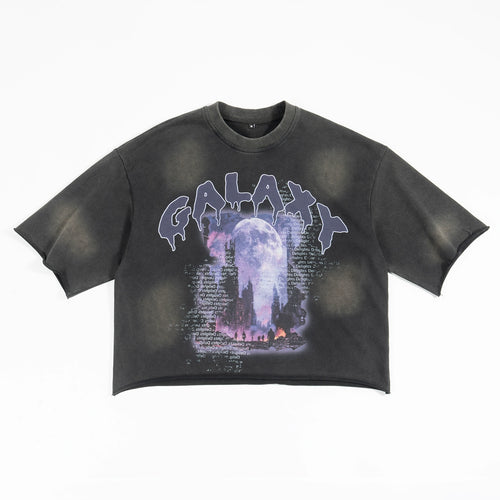 Galaxy Print Distressed Heavyweight T-Shirt