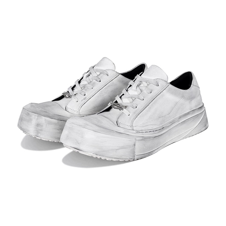 Arc Moon Cowhide Dirty White Board Shoes