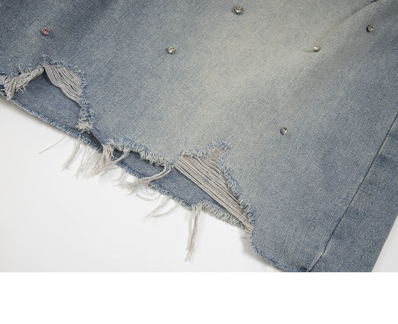 Premium Crystal Stones Denim Shorts