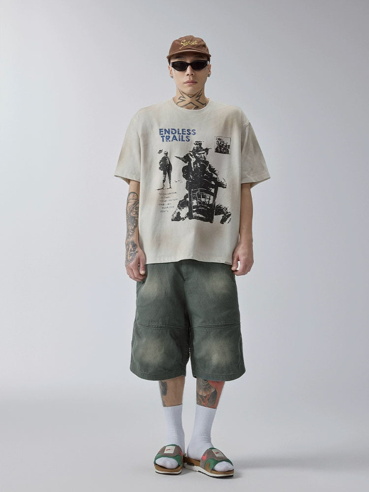 Distressed Mud Dye Printed Tee