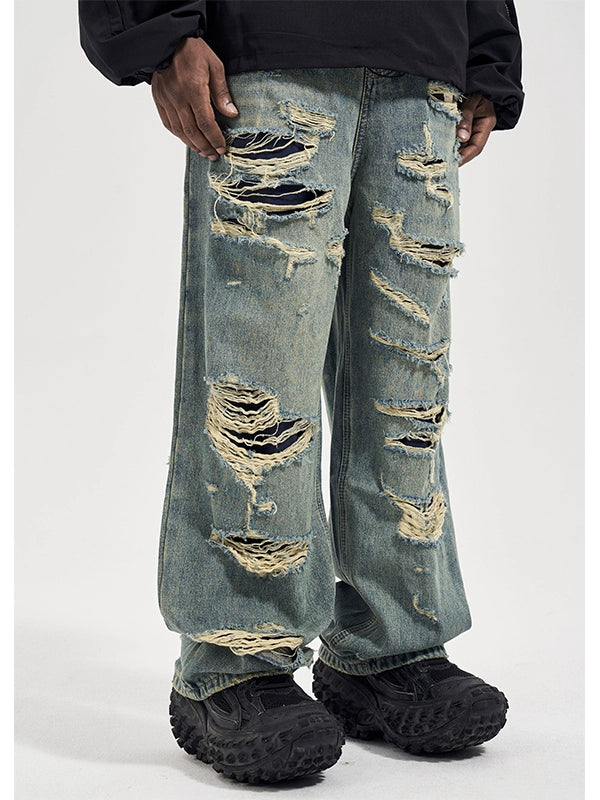 UNTLD Destroyed Double-Layer Dad Jeans