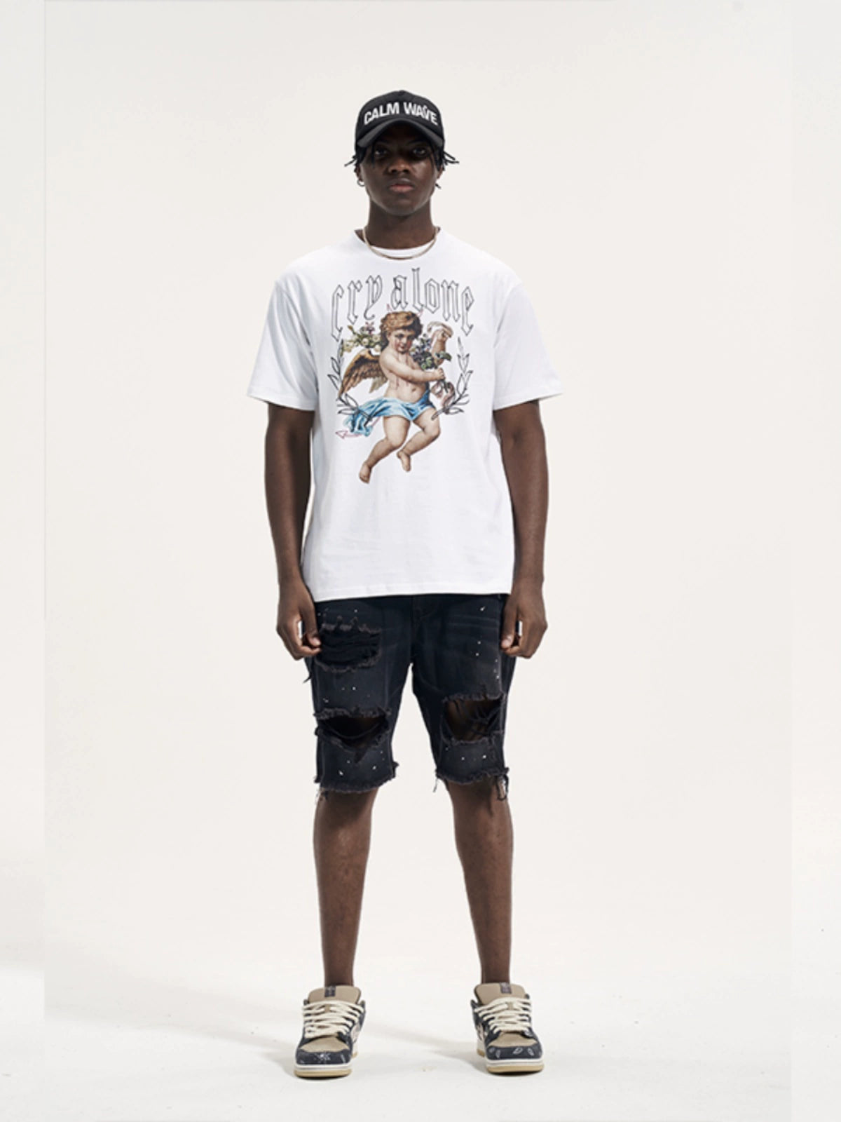 Distressed Holes Denim Shorts