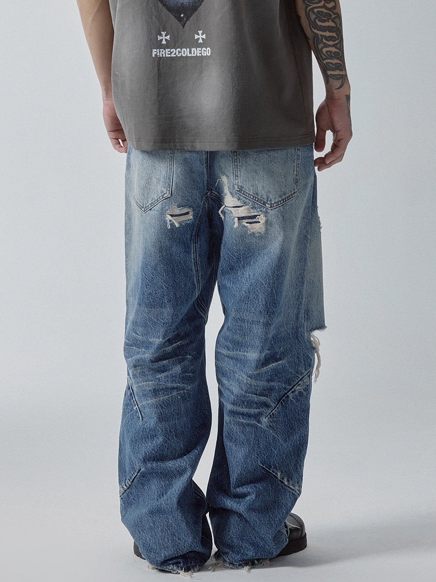 Premium Washed Distressed Denim Jeans