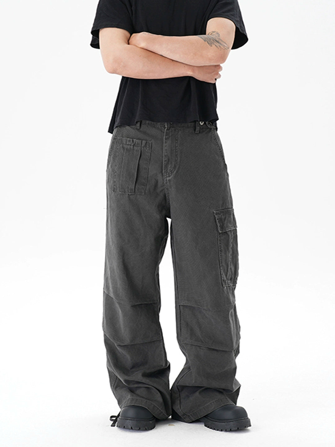UNTLD Light Wash Distressed Cargo Pants