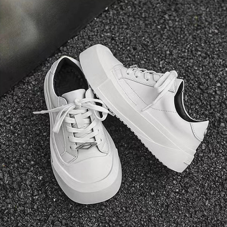 Arc Moon Cowhide Dirty White Board Shoes