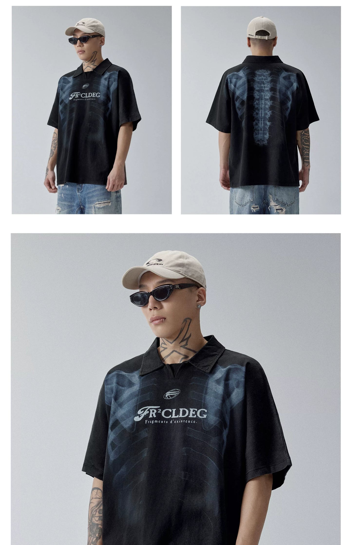 F2Center Heavy Washed Old Polo Shirt