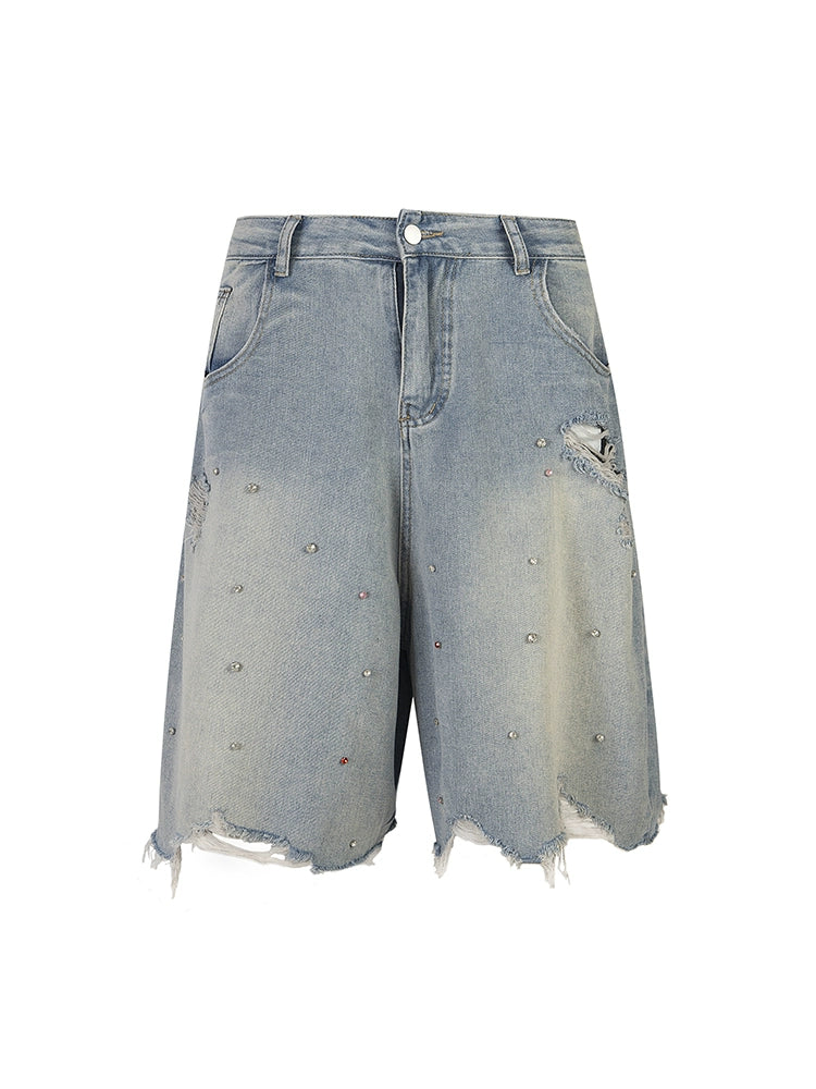 Premium Crystal Stones Denim Shorts