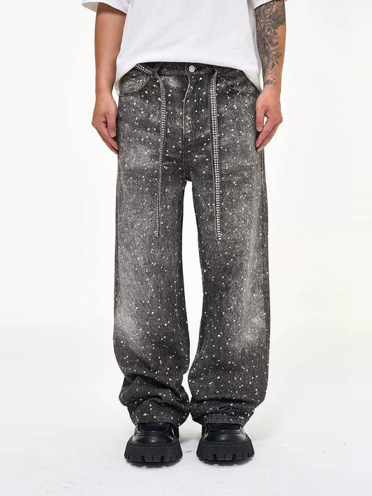 Untold Diamond Washed Distressed Straight Jeans