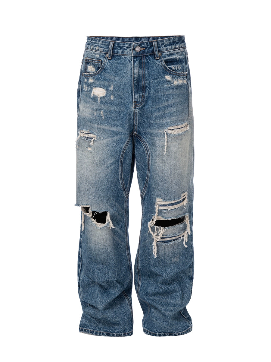 Premium Washed Distressed Denim Jeans