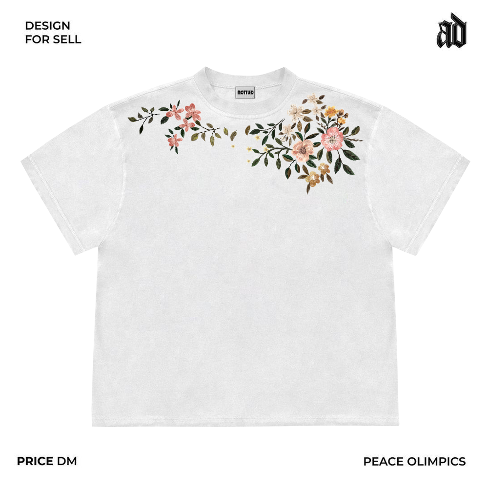Only do cost-effective things! Literary floral branches, design sense, American youth, lazy style, loose short-sleeved T-shirt