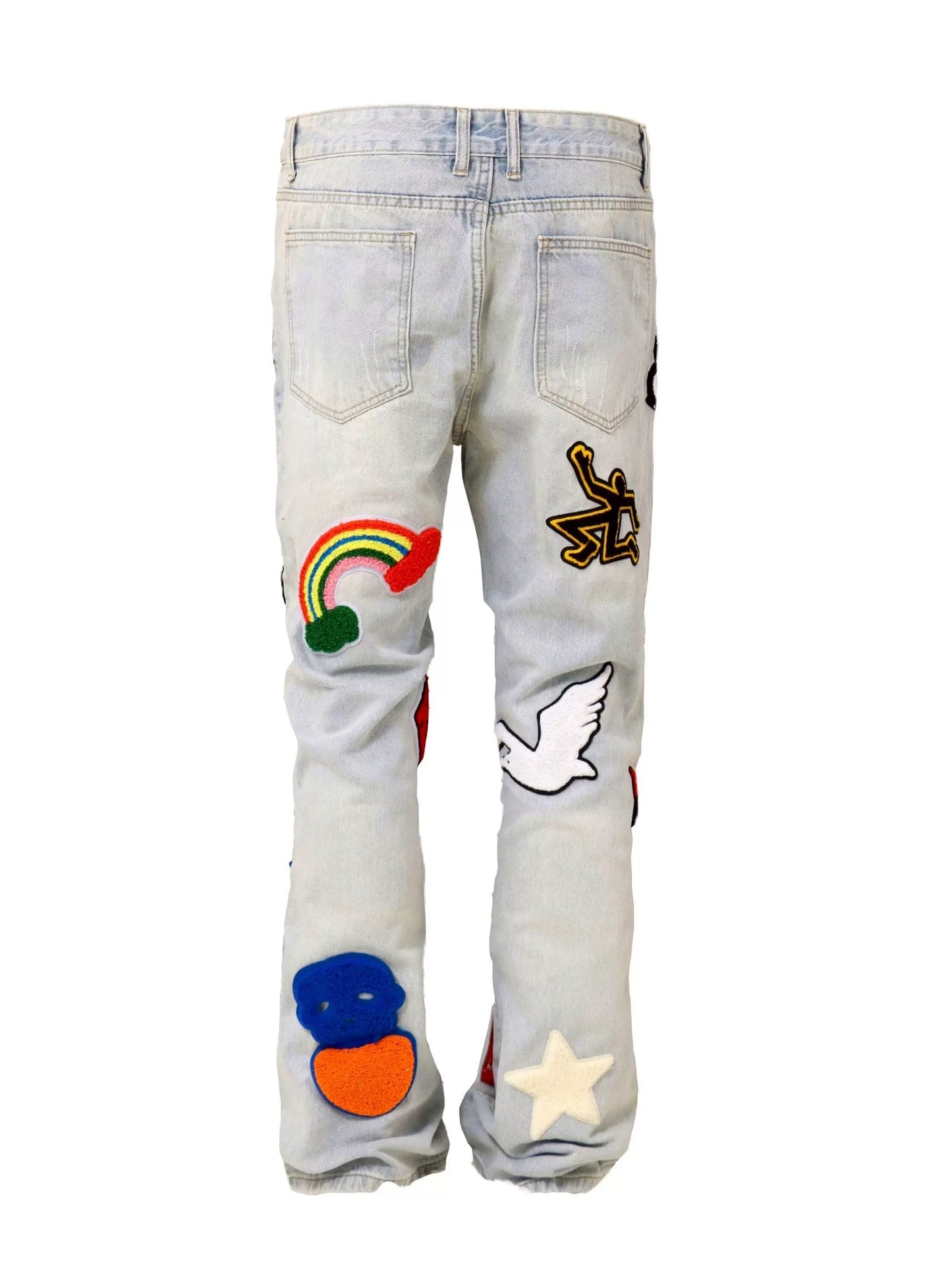 Untold Light-Colored Floral Embroidered Jeans