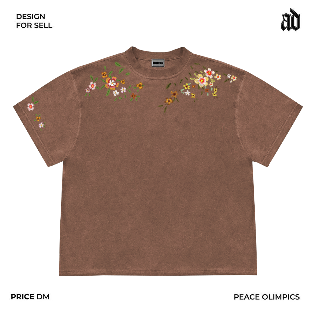Only do cost-effective things! Floral design sense niche chic American vintage loose pullover short sleeve T-shirt