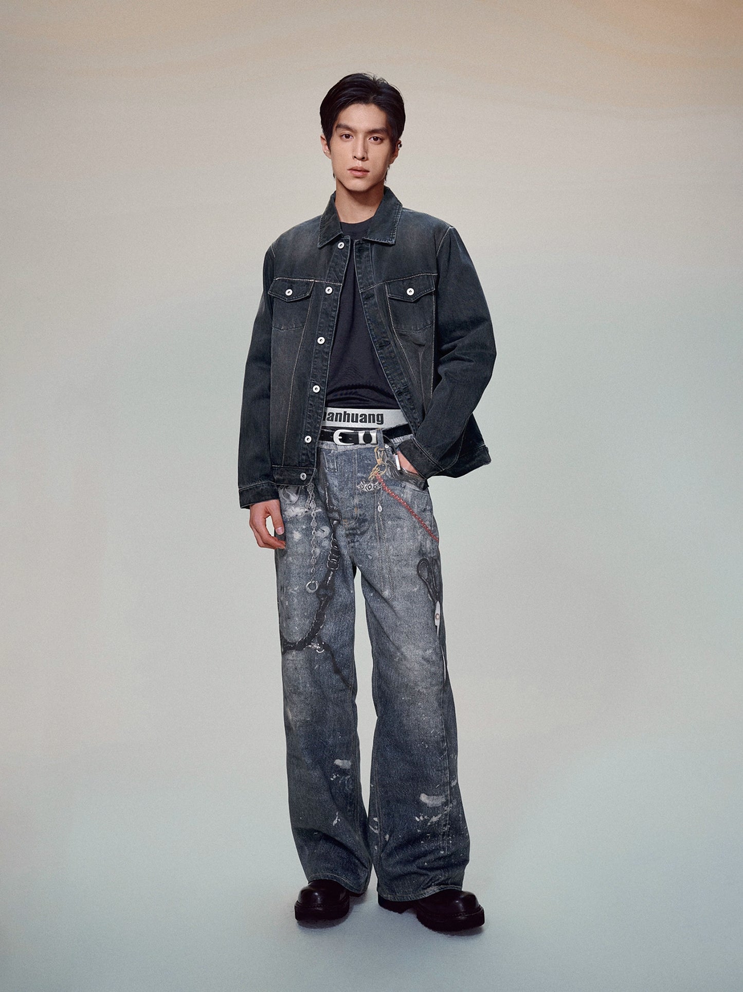 Premium Untold Graffiti Distressed Baggy Jeans