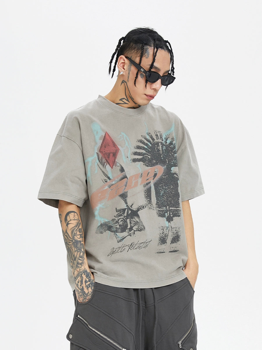 F2CENTER Retro Graphic Print Tee