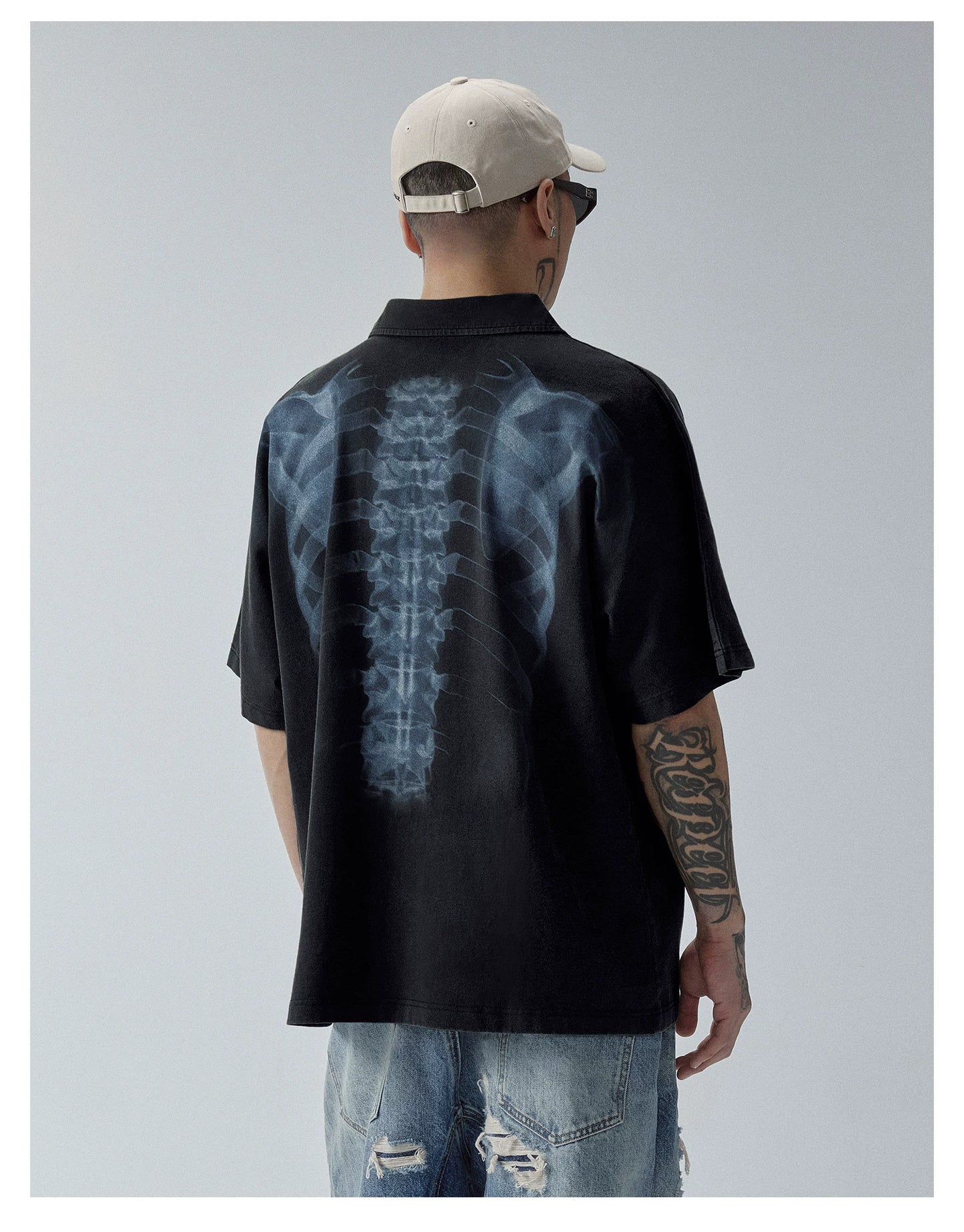 F2Center Heavy Washed Old Polo Shirt