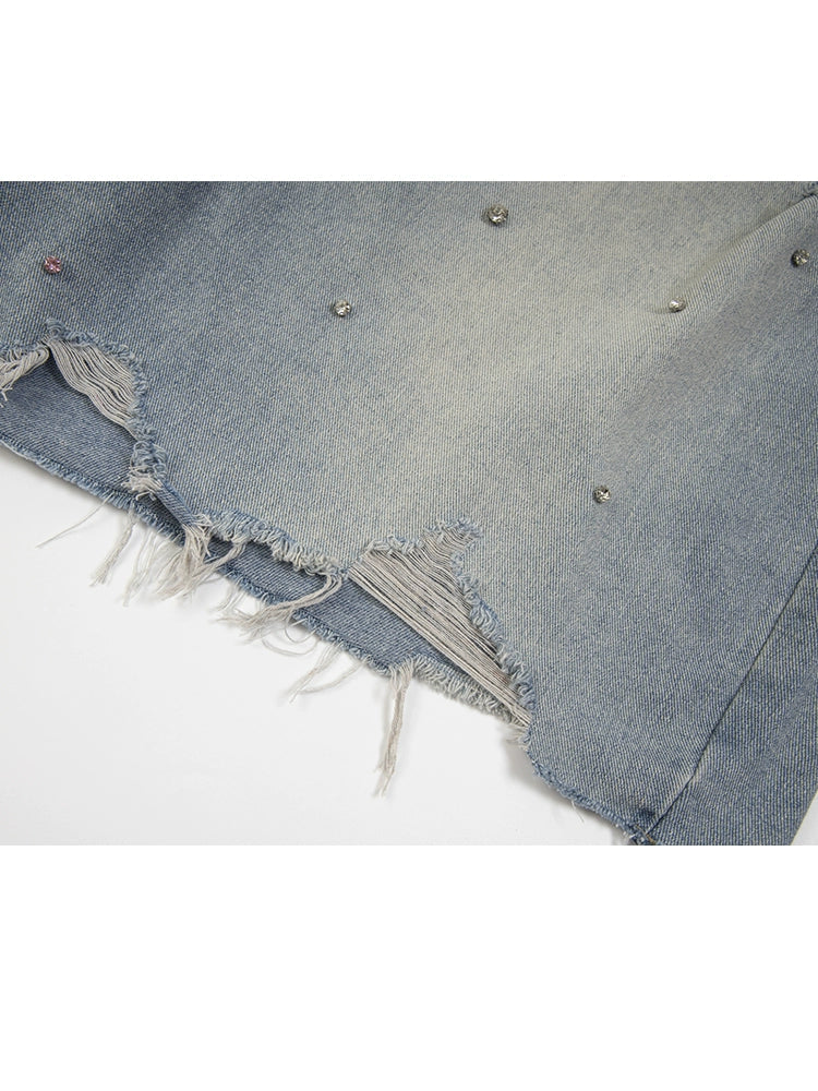 Premium Crystal Stones Denim Shorts