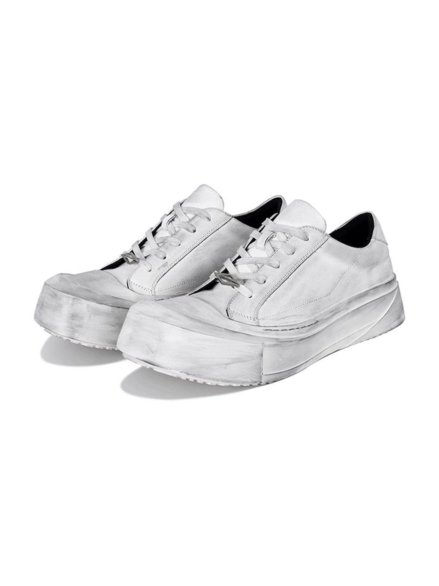 Arc Moon Cowhide Dirty White Board Shoes