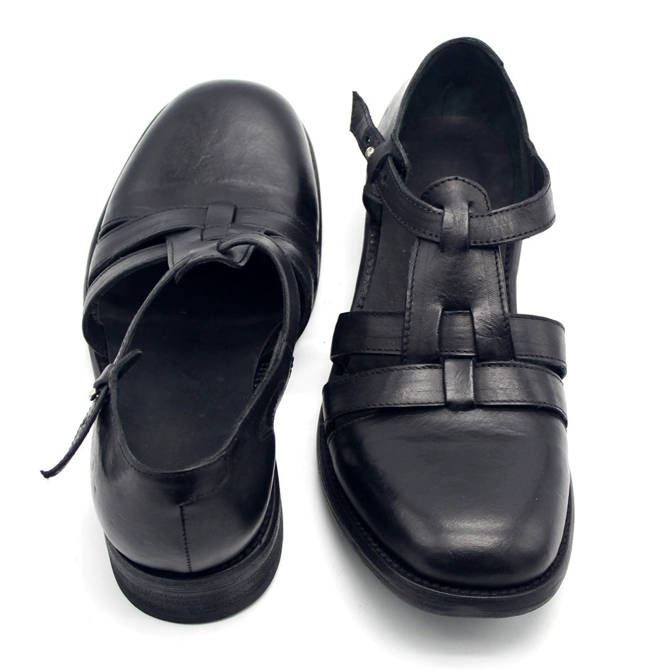 Distressed Handmade Black Leather Shoes
