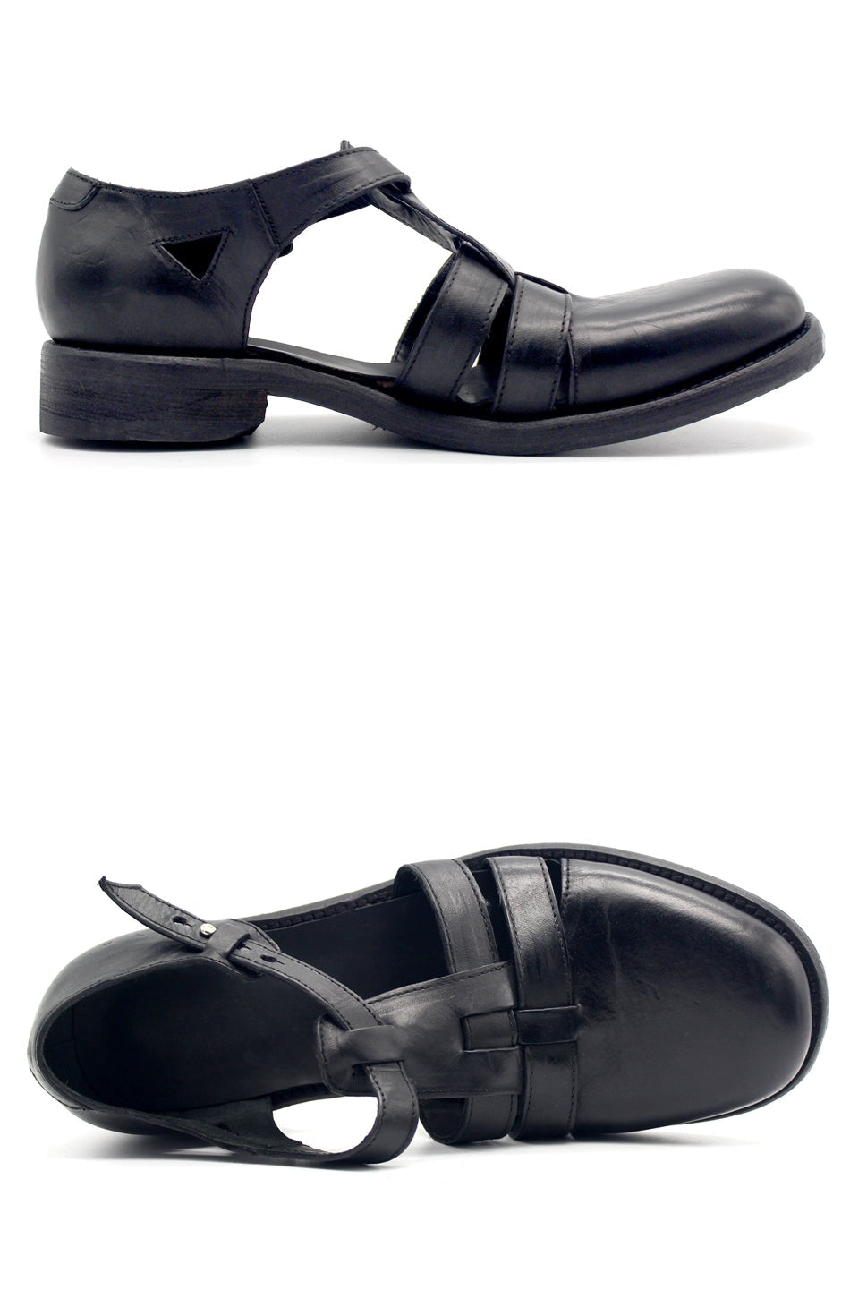 Distressed Handmade Black Leather Shoes