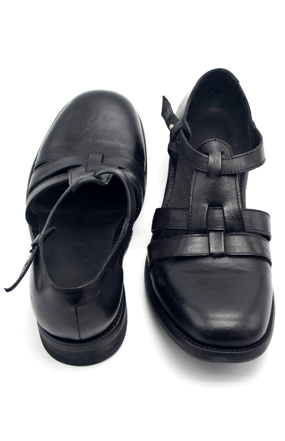 Distressed Handmade Black Leather Shoes