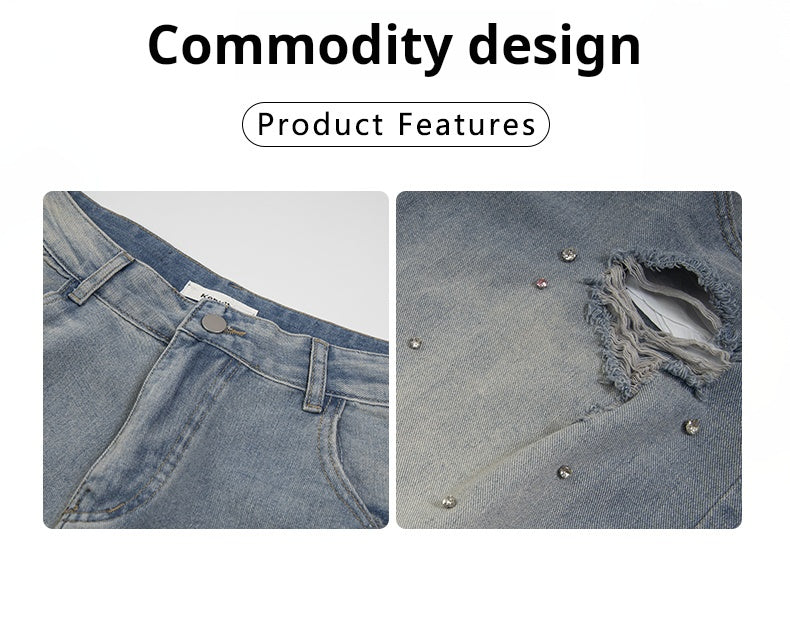 Premium Crystal Stones Denim Shorts