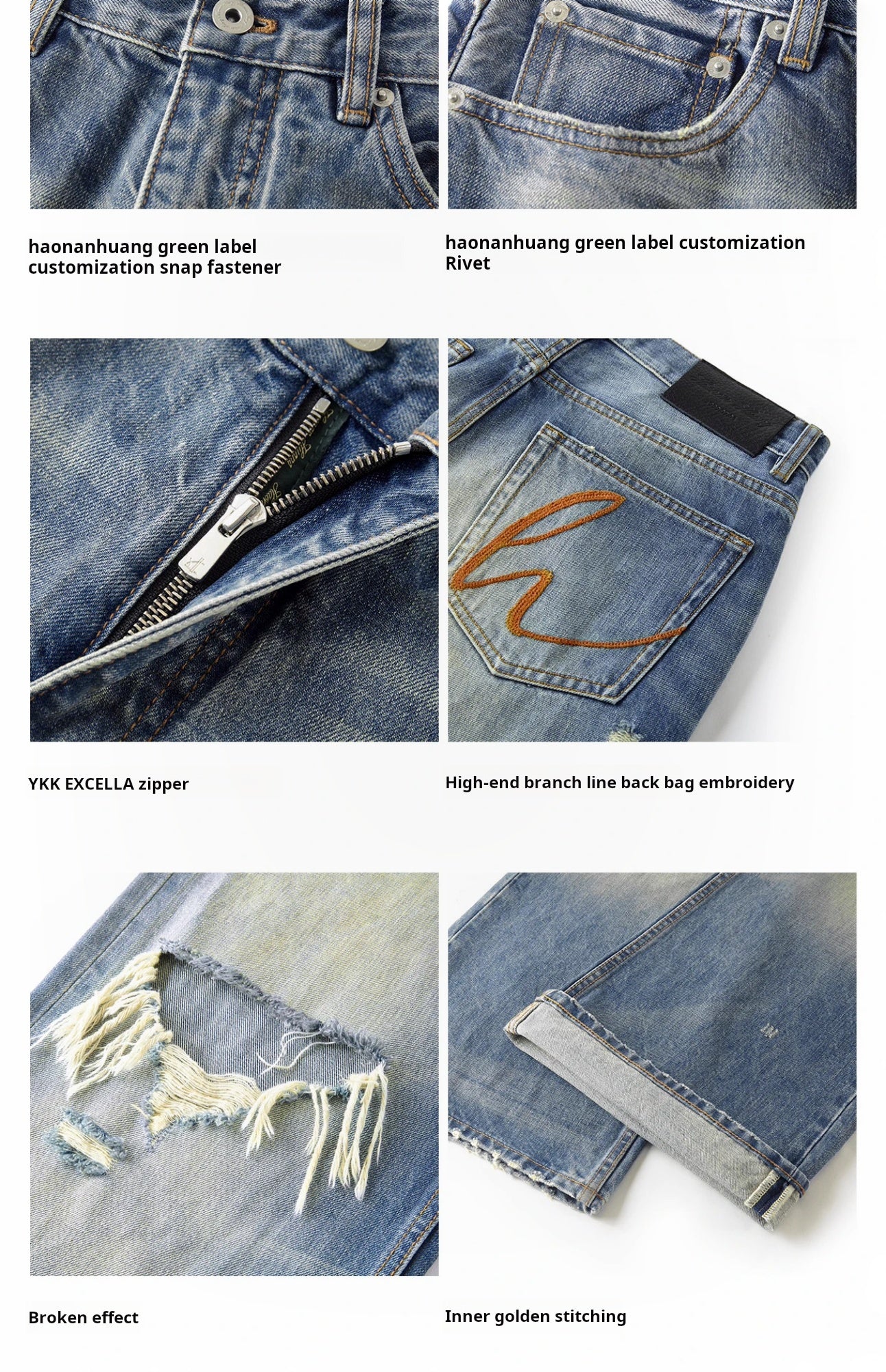 Distressed Stone-Washed Bootcut Denim Jeans