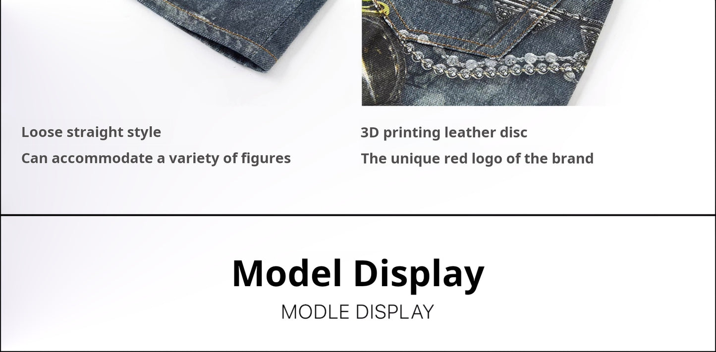 Premium Untold Graffiti Distressed Baggy Jeans