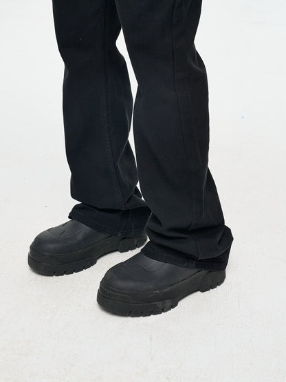 Untold Pure Black Micro Flare Jeans