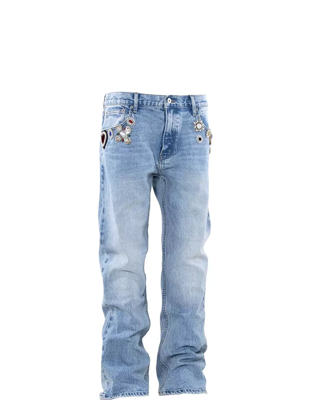 Untold Rhinestone Pearl Straight-Leg Jeans